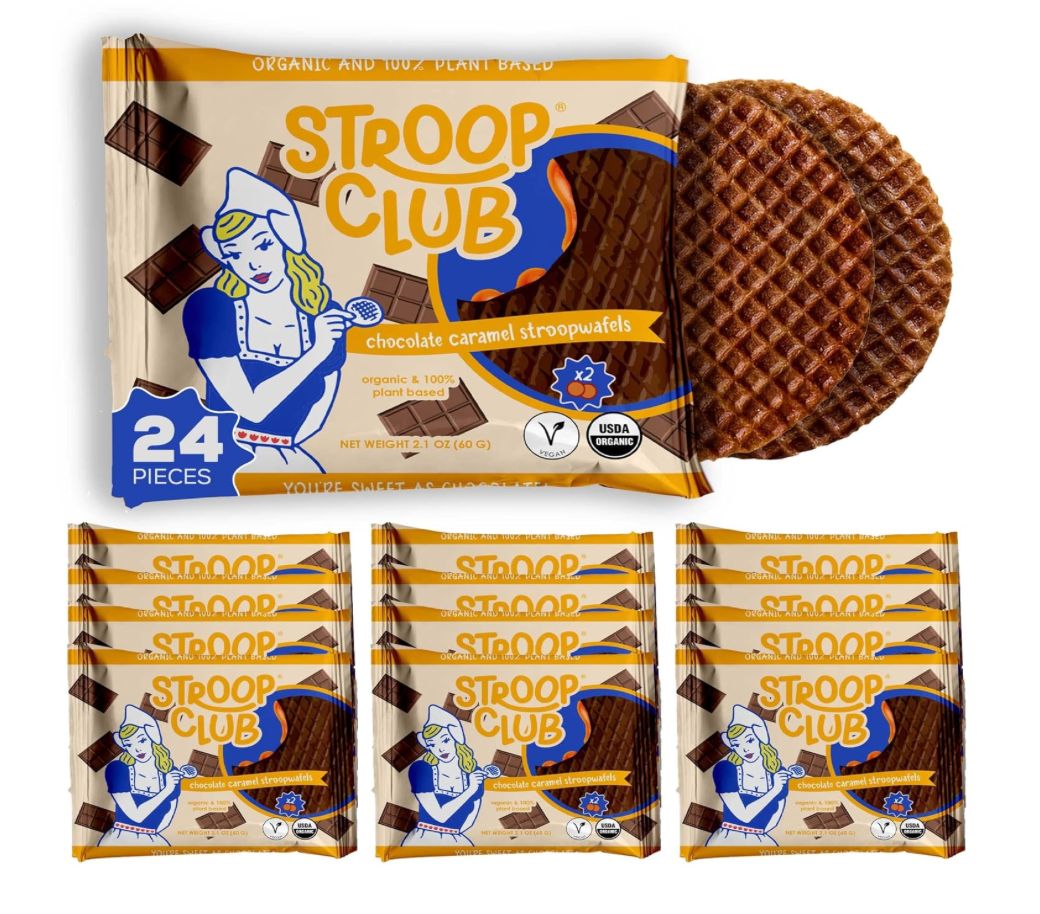 Chocolate Caramel Plant Based and Organic Stroopwafels (box of 12x 2-pack - 24 total)