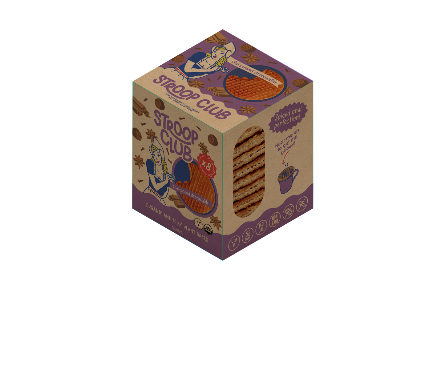 Chai Caramel Plant Based and Organic Stroopwafel 3x 8-pack (24 total)