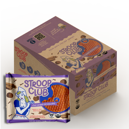 Chai Caramel Plant Based and Organic Stroopwafels (box of 12x 2-pack - 24 total)