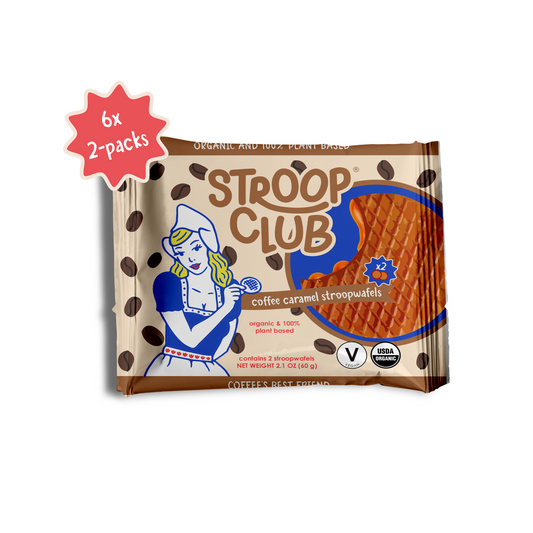 Coffee Caramel Plant Based and Organic Stroopwafels (6x 2-pack - 12 total)