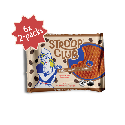 Coffee Caramel Plant Based and Organic Stroopwafels (6x 2-pack - 12 total)