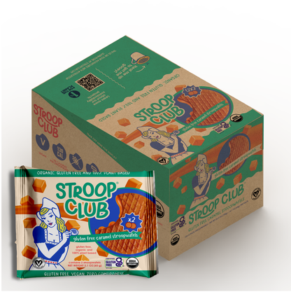 Gluten Free and Plant Based Traditional Caramel Organic Stroopwafels (box of 12x 2-pack - 24 total)