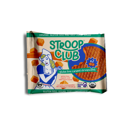 Gluten Free and Plant Based Traditional Caramel Organic Stroopwafels (box of 12x 2-pack - 24 total)