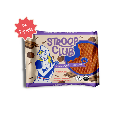 Image of front of 2-pack Chai Caramel Plant Based and Organic Stroopwafels