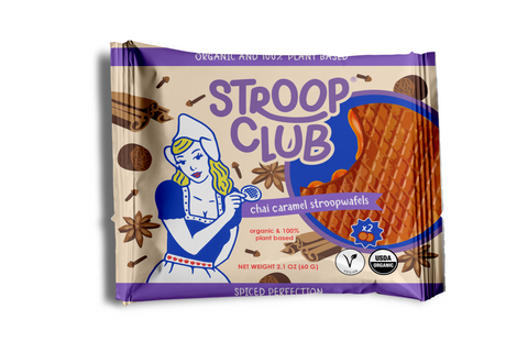 Image of front of 2-pack Chai Caramel Plant Based and Organic Stroopwafels