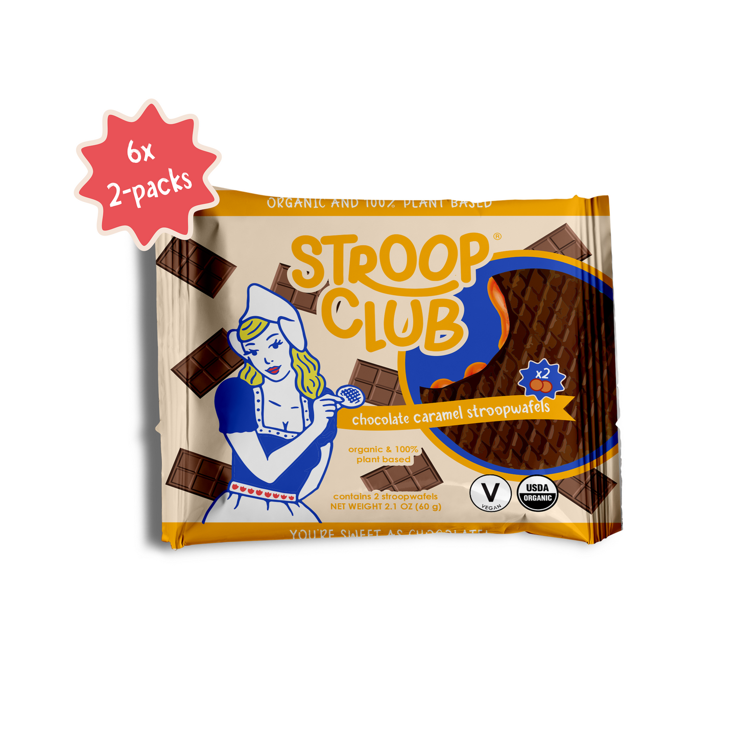 Image of 2-pack Chocolate Caramel Plant Based and Organic Stroopwafels