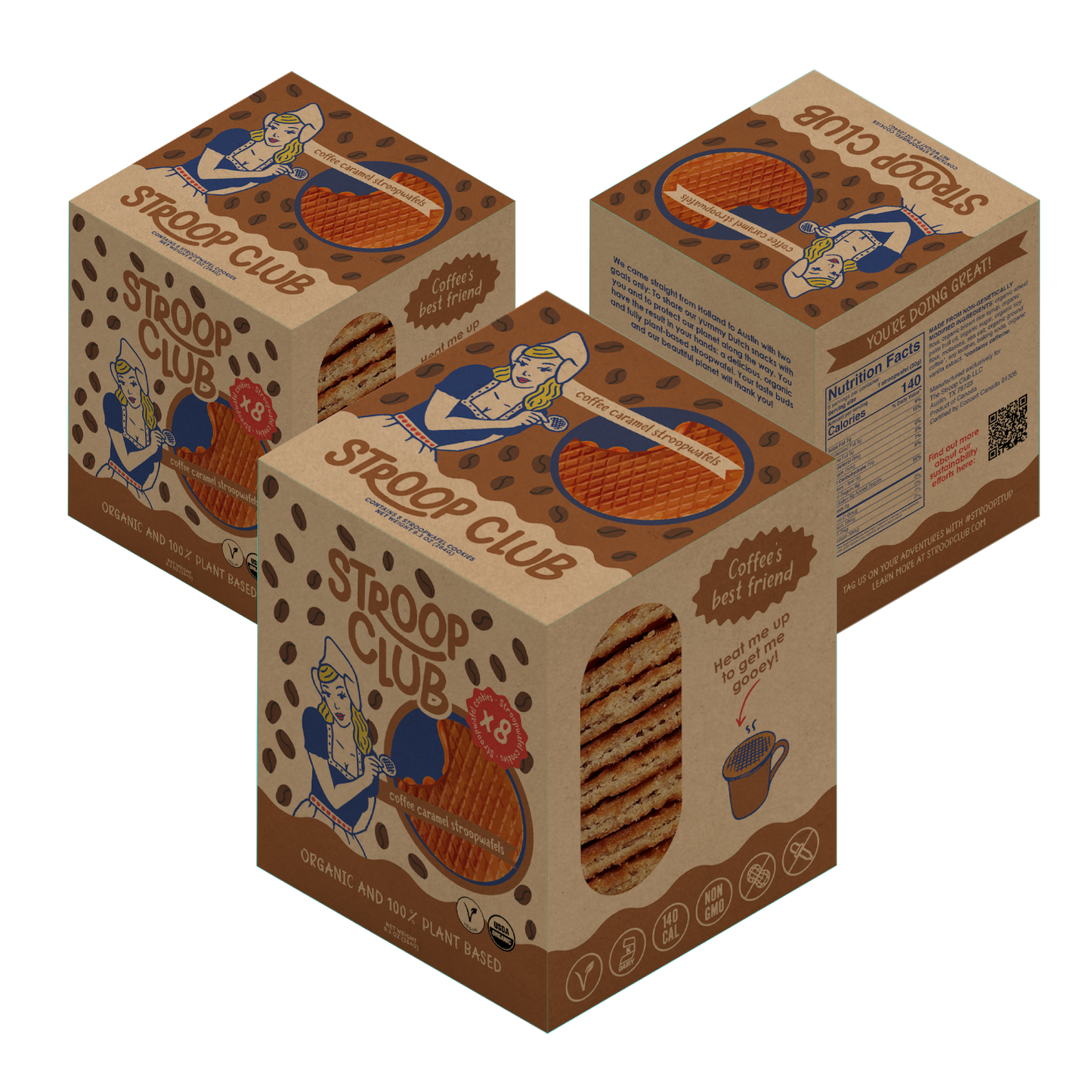 Coffee Caramel Plant Based and Organic Stroopwafel 3x 8-pack (24 total)