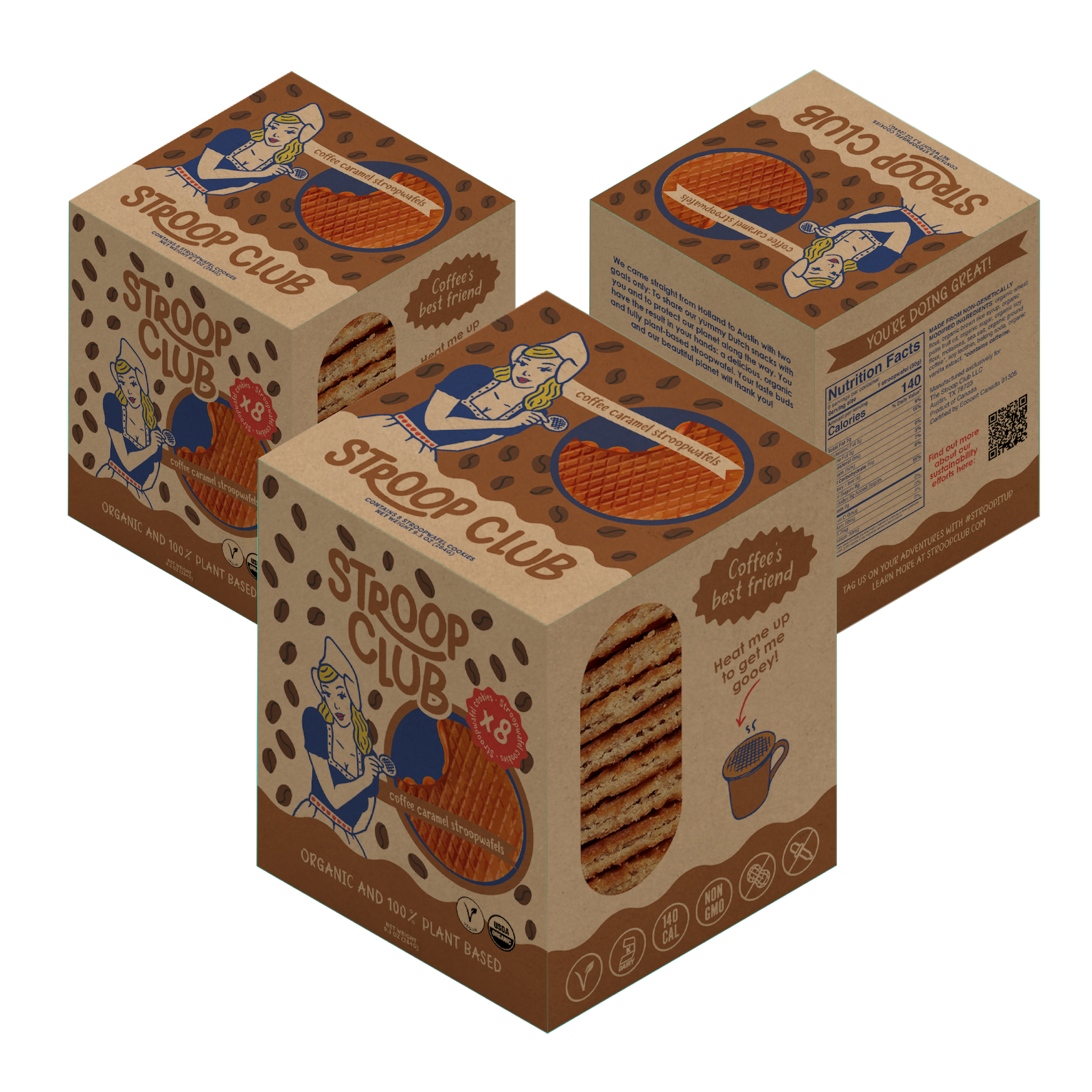 Coffee Caramel Plant Based and Organic Stroopwafel 3x 8-pack (24 total)