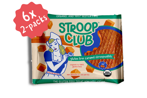 Image of front of 2-pack Gluten Free Caramel Organic Stroopwafels 