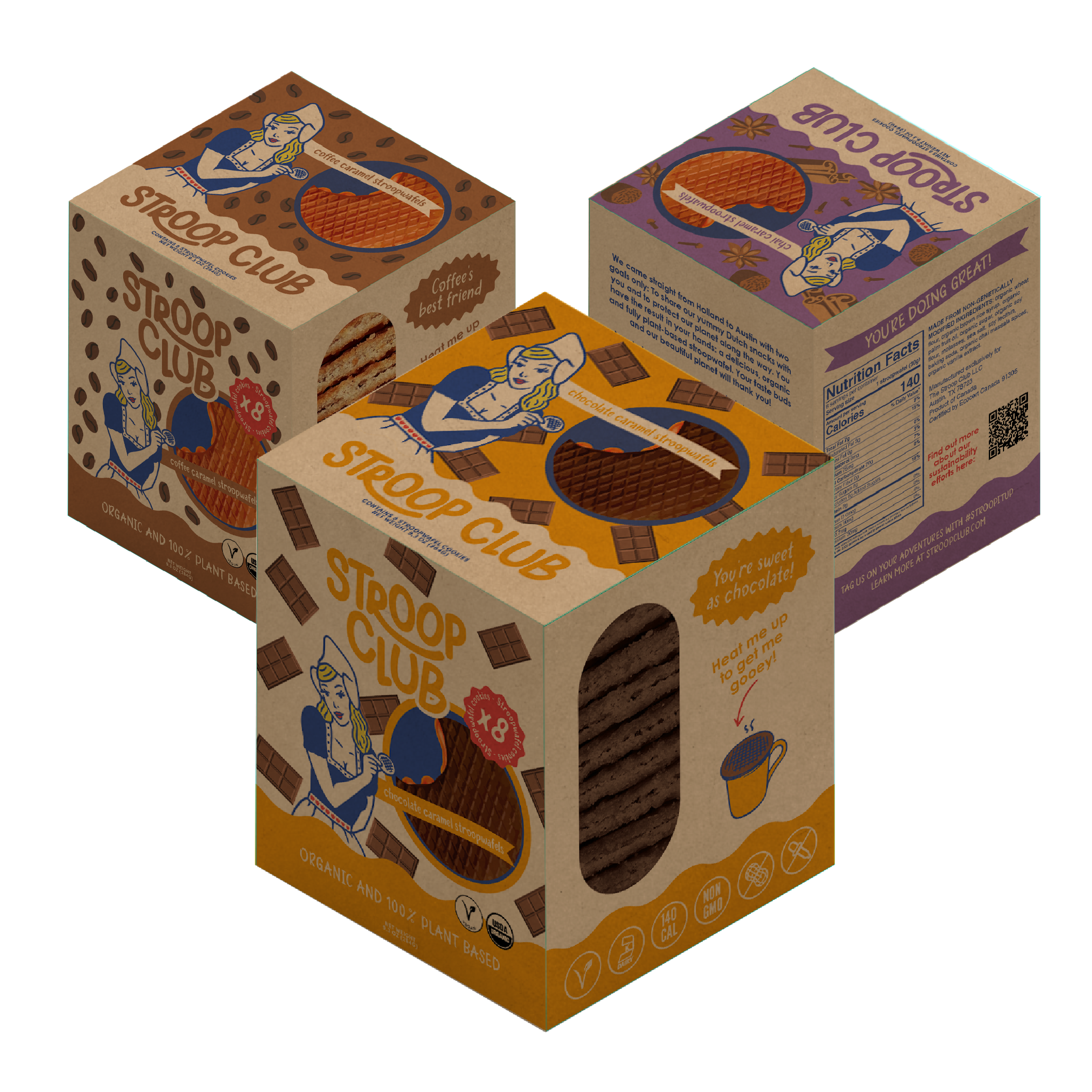 Variety Caramel Plant Based and Organic Stroopwafel 3x 8-pack (24 total)