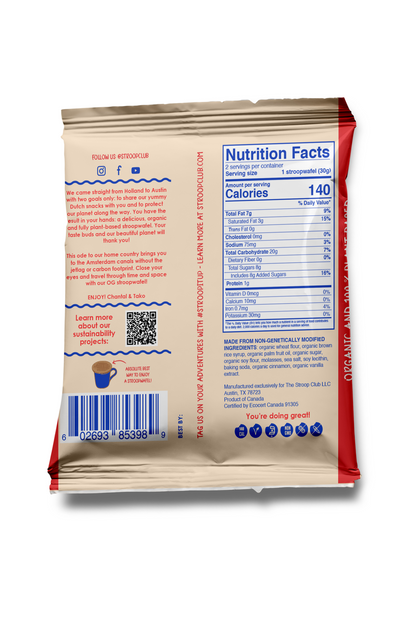 Traditional Caramel Organic and Plant Based Stroopwafel 6x 2-pack (12 total)