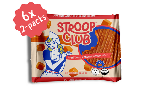 Traditional Caramel Organic and Plant Based Stroopwafel 6x 2-pack (12 total)