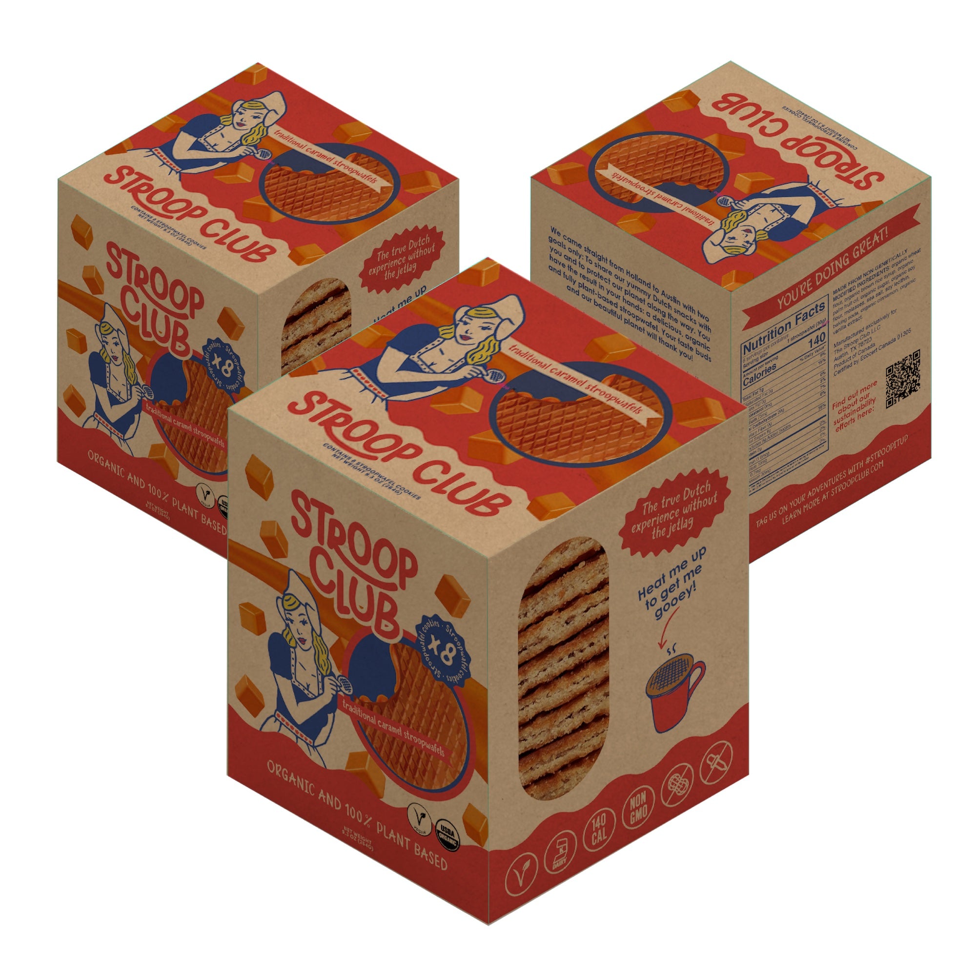 Traditional Caramel Plant Based and Organic Stroopwafel 3x 8-pack (24 total)