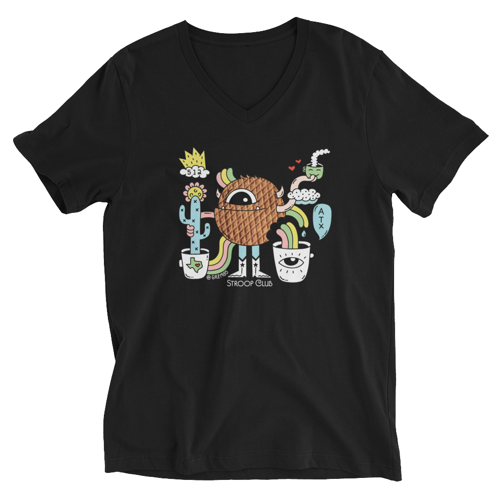 Stroop Club Austin Coffee V-Neck Shirt (Unisex)