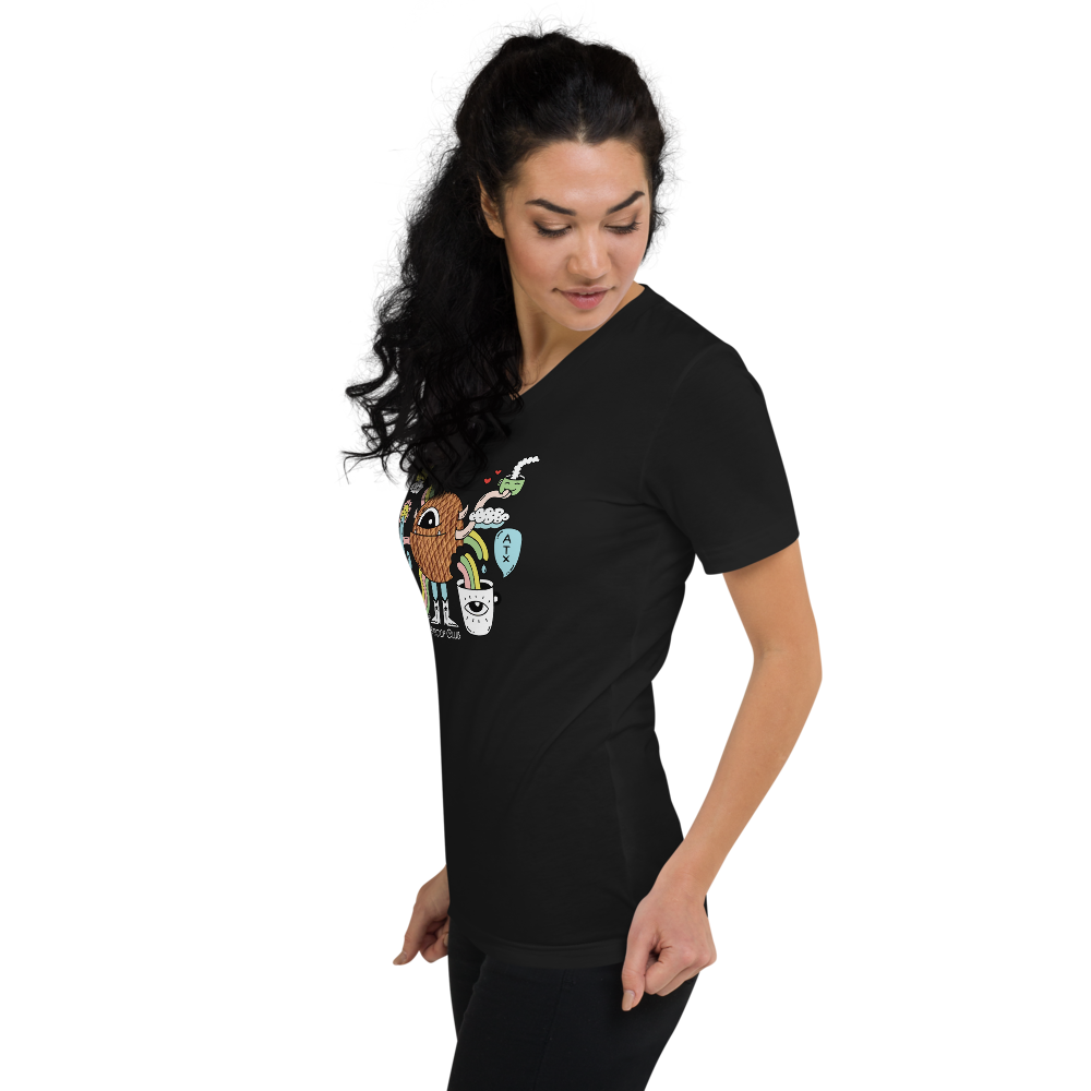 Stroop Club Austin Coffee V-Neck Shirt (Unisex)
